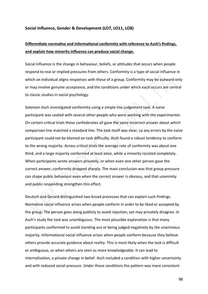 Section C: conformity, Asch's findings and minority influence (page 98)