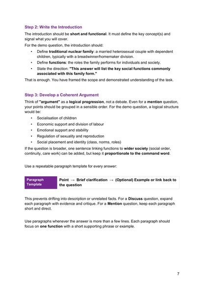 Topic 1 – Essay Writing Skills: writing the introduction and the paragraph template (page 7)
