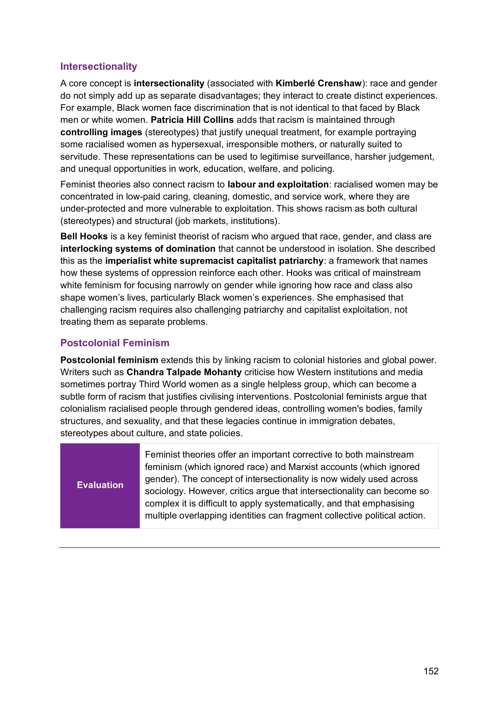 Topics 13 to 15 – Race, Ethnicity and Migration: intersectionality (page 152)