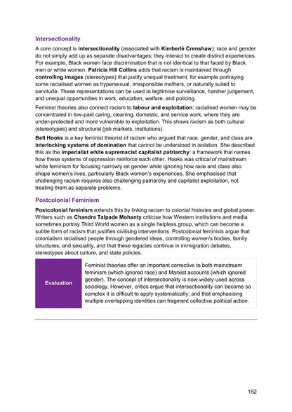 Topics 13 to 15 – Race, Ethnicity and Migration: intersectionality (page 152)