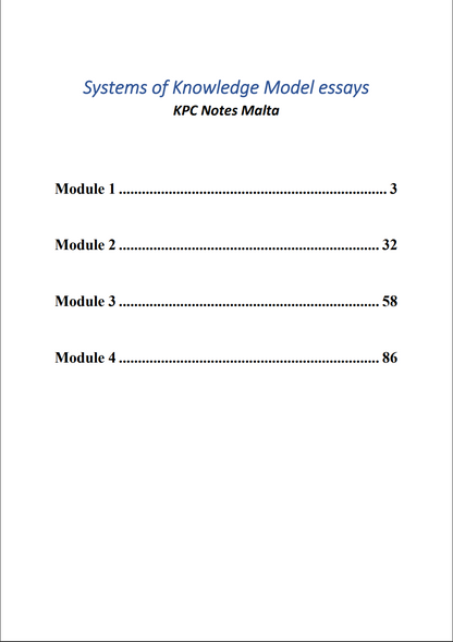 Systems of Knowledge Notes & Model Essays