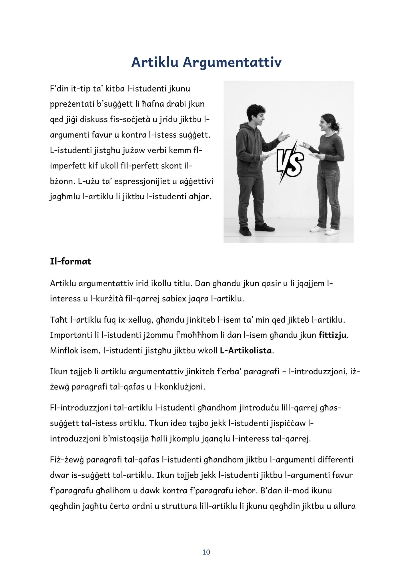 Il-Kitba: il-format tal-artiklu argumentattiv (paġna 10)