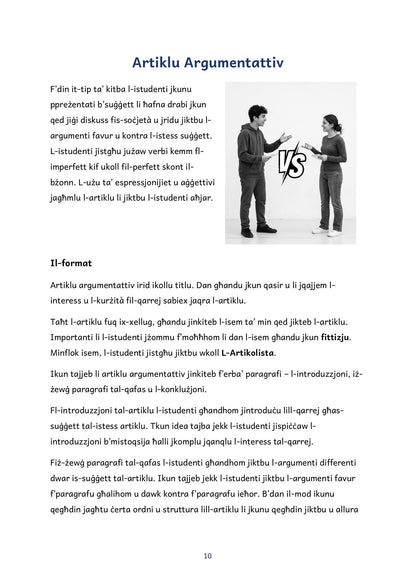 Il-Kitba: il-format tal-artiklu argumentattiv (paġna 10)