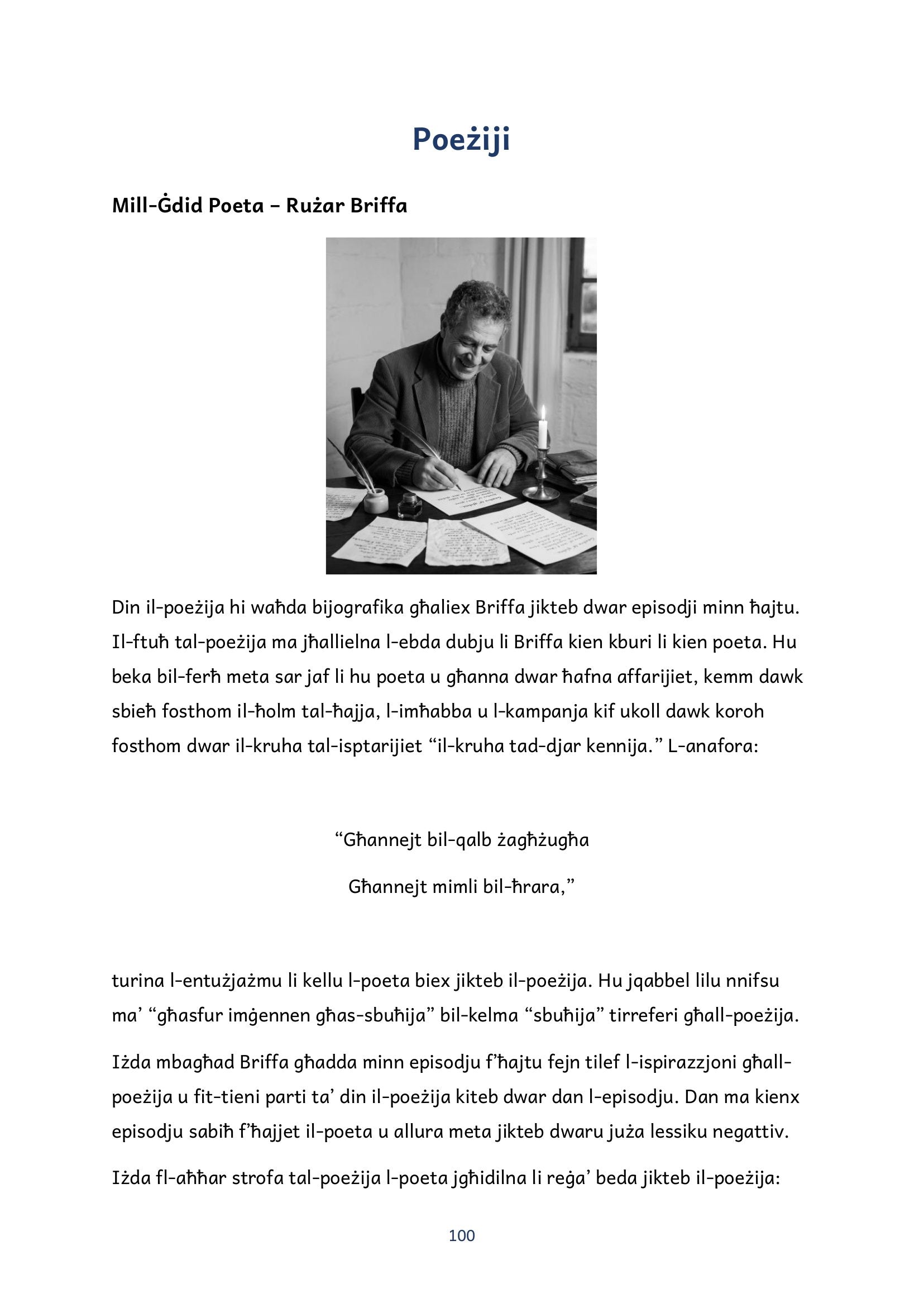 Hemm Art fil-Folja: analiżi tal-poeżija Mill-Ġdid Poeta ta' Rużar Briffa (paġna 100)