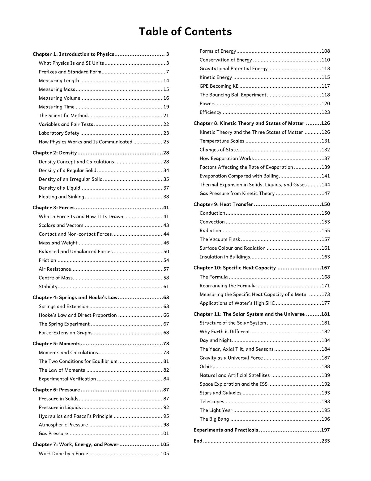 Contents: all eleven chapters plus the experiments and practicals section