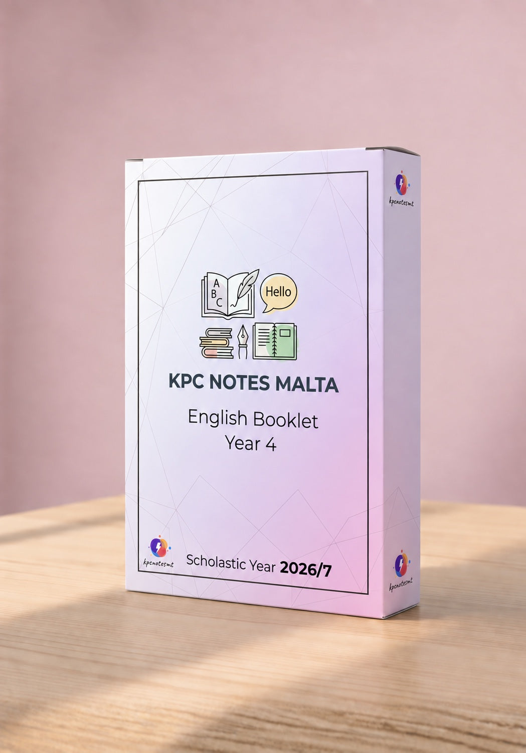 Year 4 English Complete Guide by KPC Notes Malta, printed and bound booklet for scholastic year 2026/7