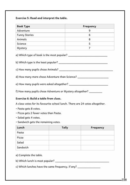 Data Handling: reading and building frequency tables (page 238)