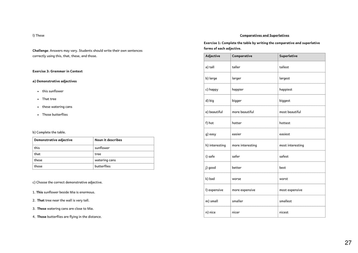 Answers: worked answers from the separate answer booklet (page 27)