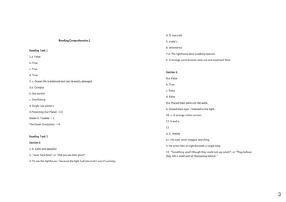 English: worked answers from the English answer booklet (page 3)