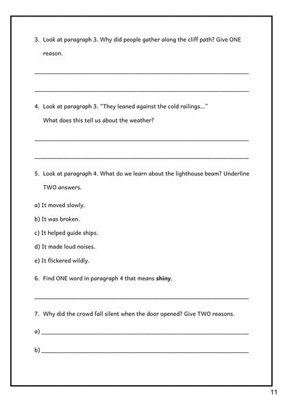 English: inference and vocabulary questions on a reading passage (page 11)