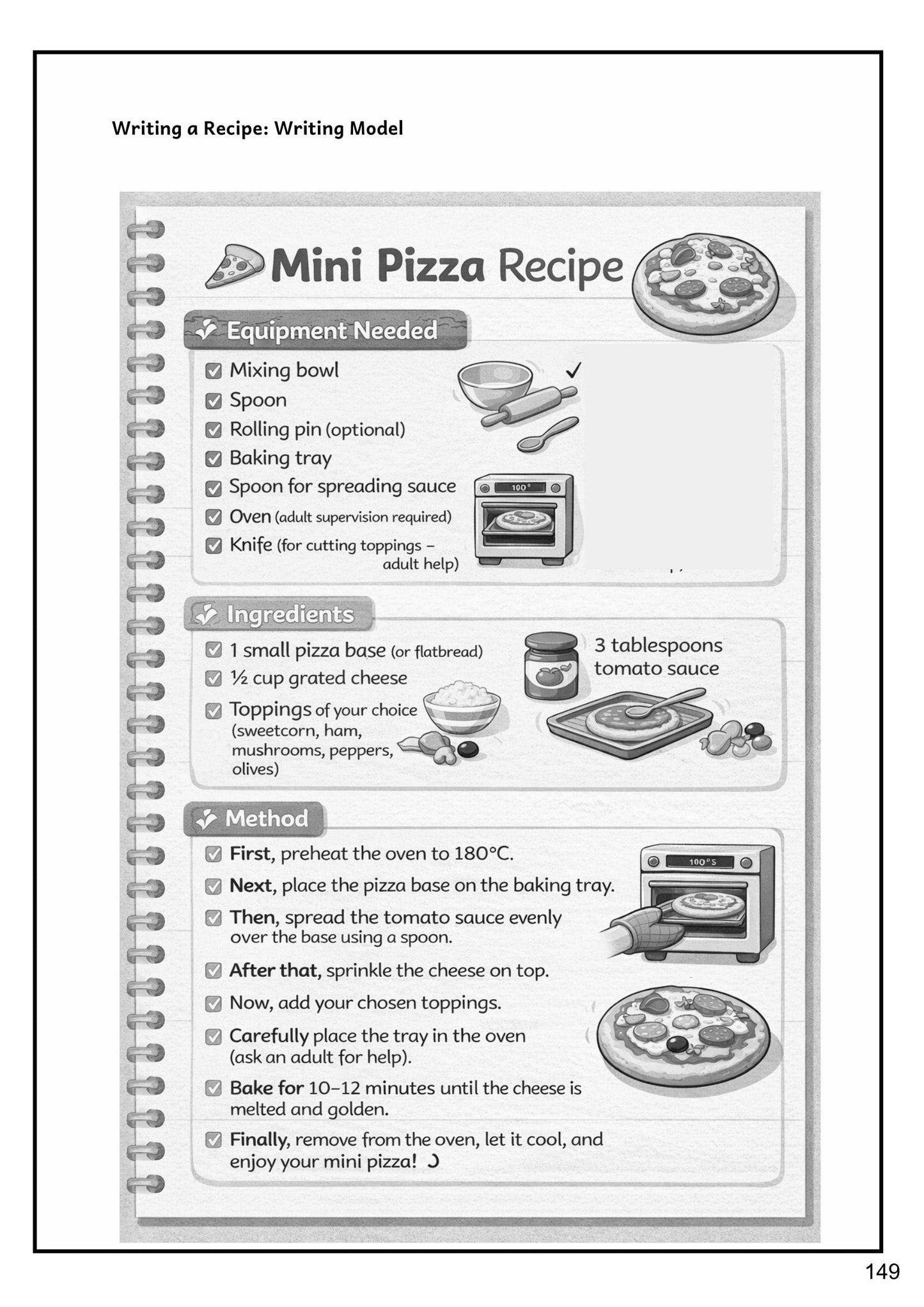 English: a model recipe, from equipment to method (page 149)