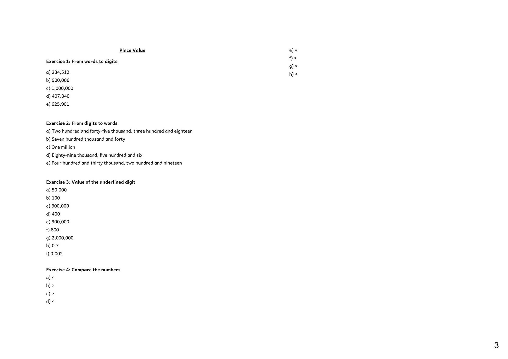 Answers: worked answers from the separate answer booklet (page 3)