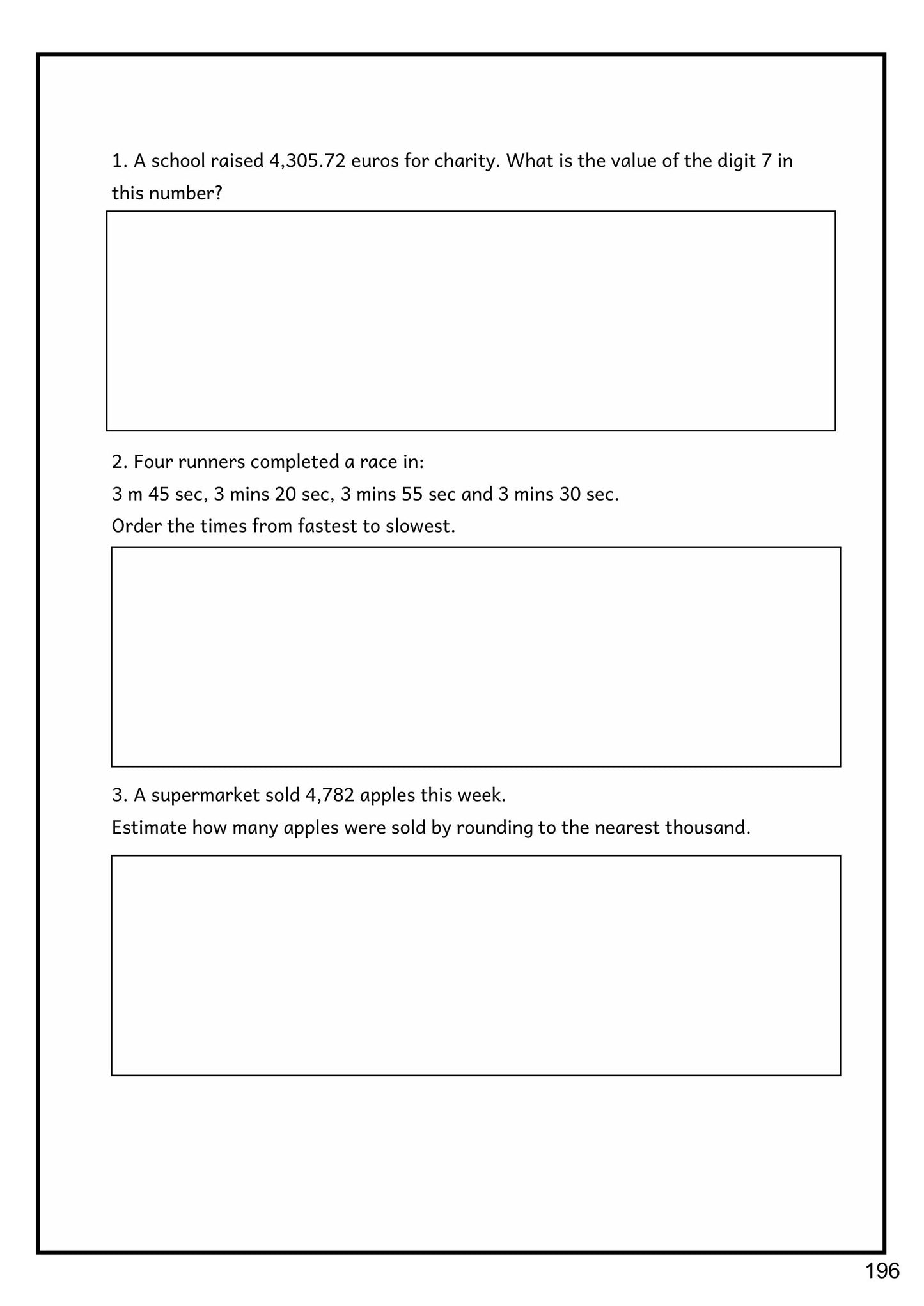 Problems: the start of the mixed problems section, with working space (page 196)