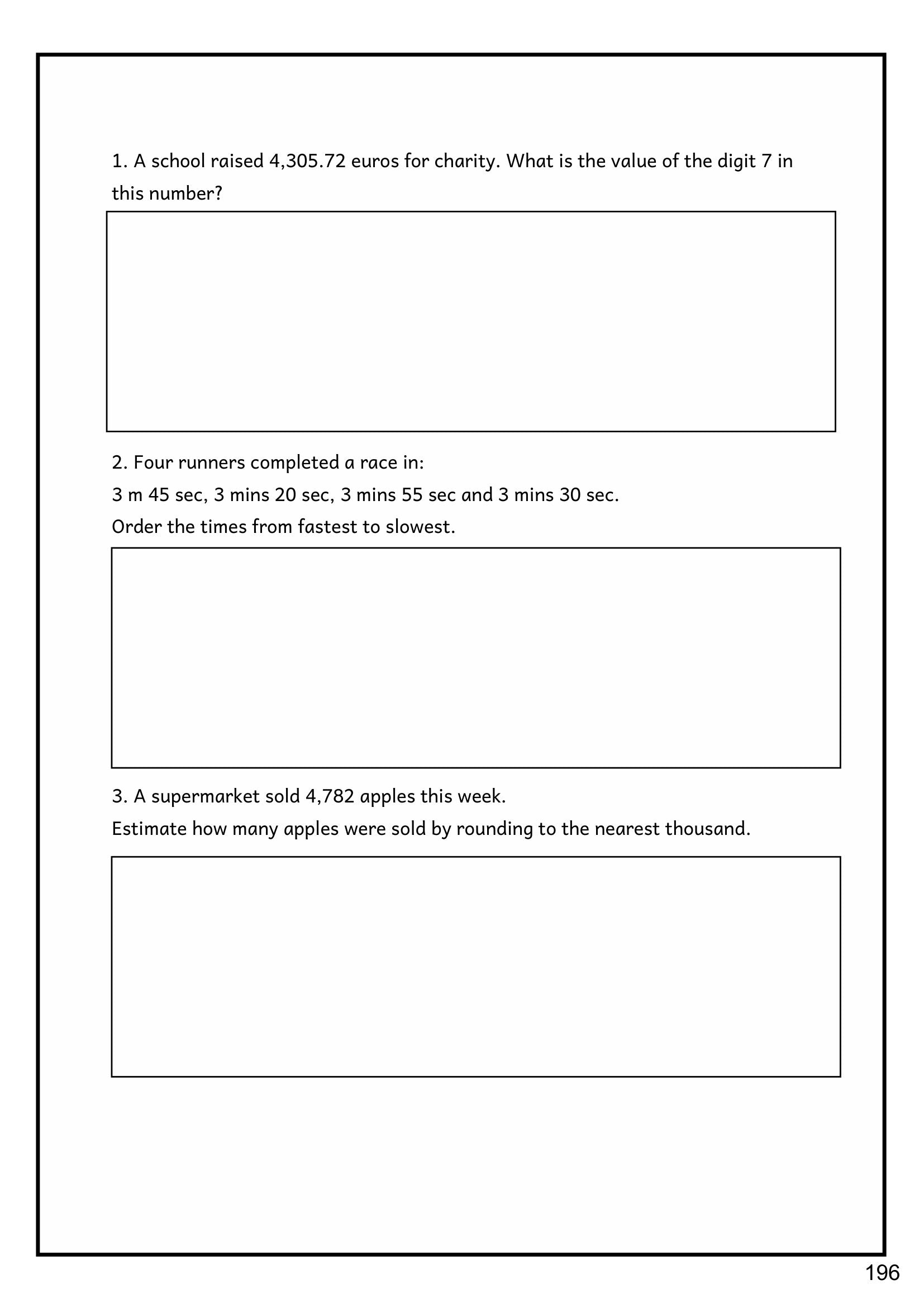 Problems: the start of the mixed problems section, with working space (page 196)