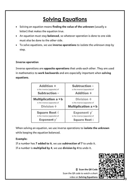 Maths — Algebra: solving equations with inverse operations (page 79)