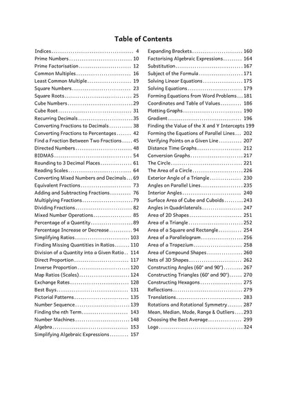 Maths: contents, every topic in the Maths book (page 3)